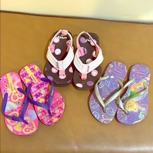3 pairs of sandals for toddler girls, size 7/8